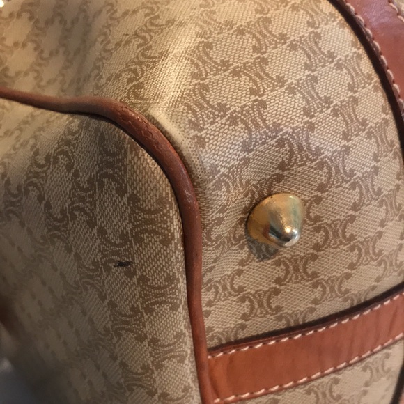 Celine Tan and Brown Satchel with Patterned Scarf - Picture 9 of 16